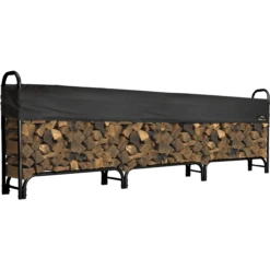 12'Heavy-Duty Firewood Rack Plus Cover