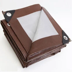 25' X 33' Super Heavy-Duty Tarp Brown/Silver (Actual Size 24'6" X 32'6")